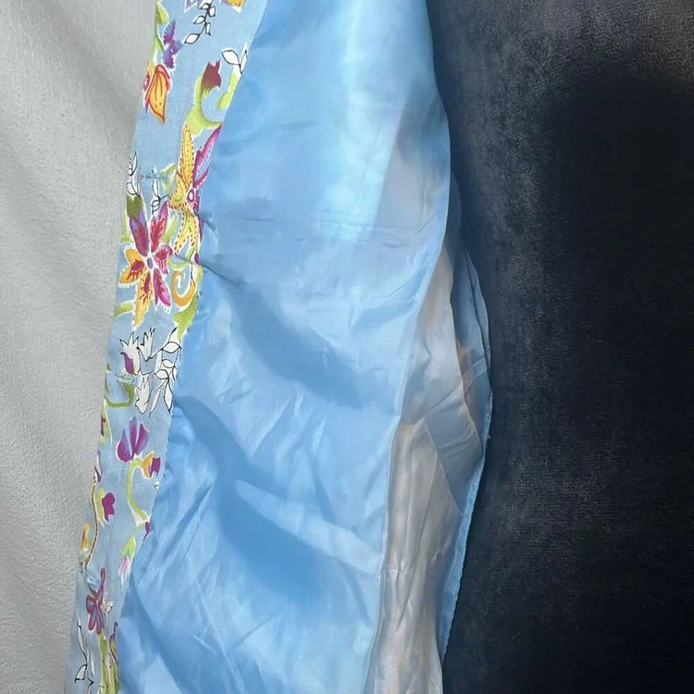 REDD Jeans Jacket Women's Sz 8 Blue Floral Iridescent Sequins Y2K Vtg Colorful A
